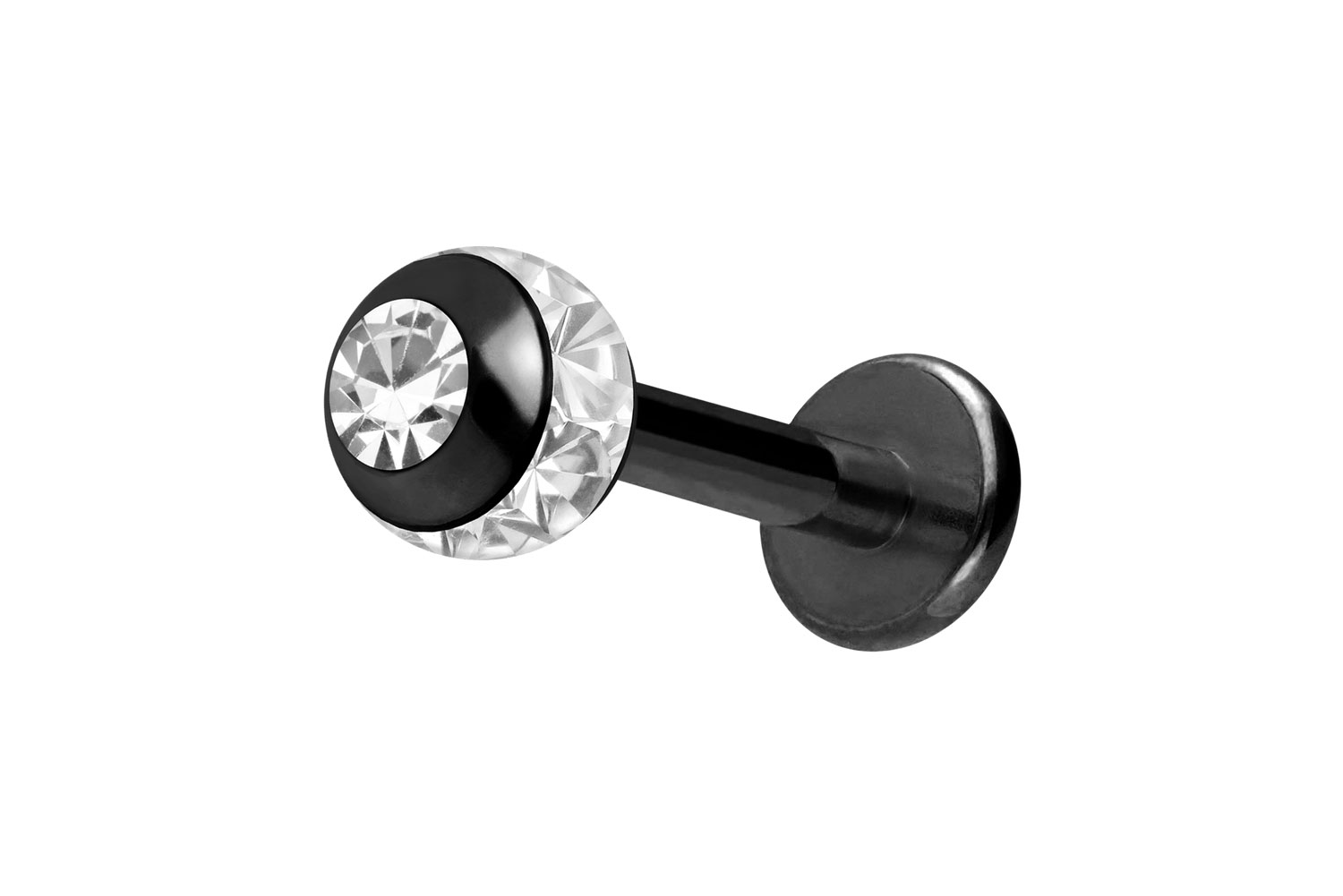 Chirurgenstahl Labret Piercing EPOXY-RING-KUGEL + KRISTALL